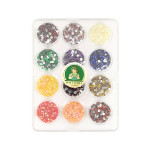 Kit de 12 capsules de strass en résine à coller - Multicolore - Ø 2 mm